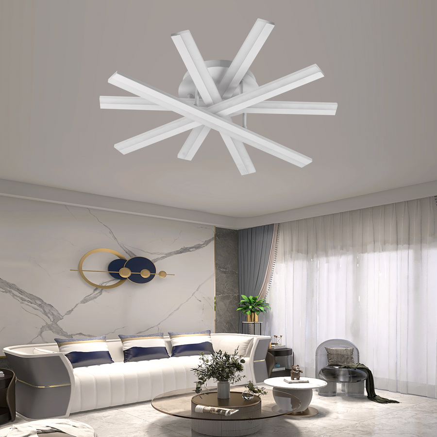 Żyrandol LED z pilotem, 67 W, światło zimne/ciepłe/neutralne, ściemnialny, biały