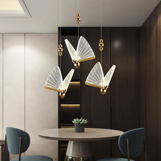 Żyrandol wiszący akrylowy LED Valentina 10W z pilotem, ściemnialny, 3000K/4000K/6000K, złoty, metal i akryl