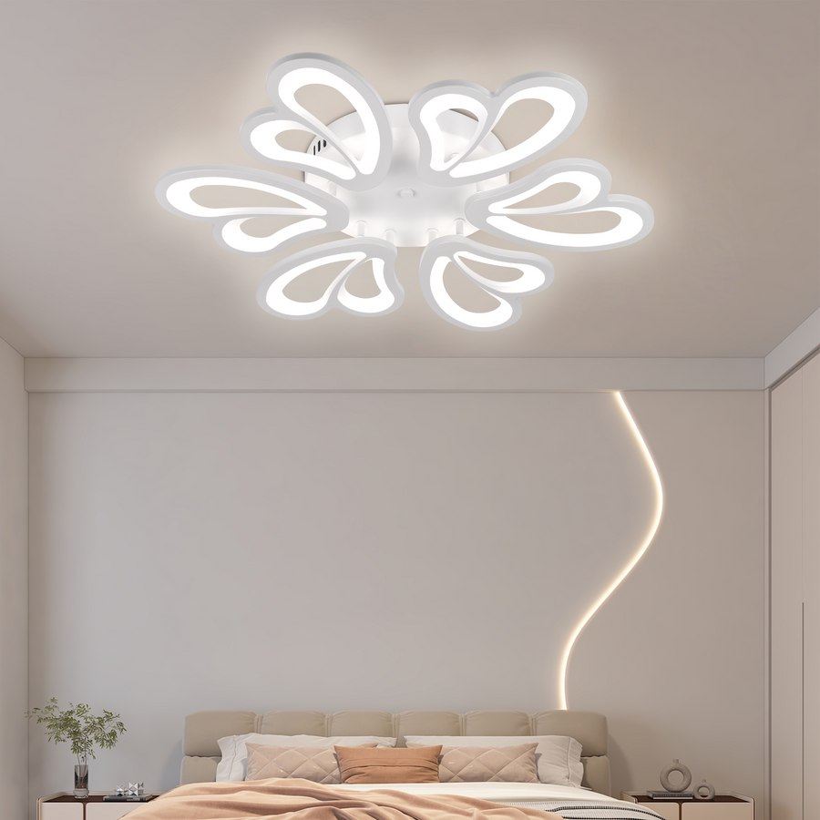 Żyrandol LED z pilotem BLOSSOM 78W, 6 płatków, średnica 60cm, światło zimne/ciepłe/neutralne, możliwość przyciemniania, biały