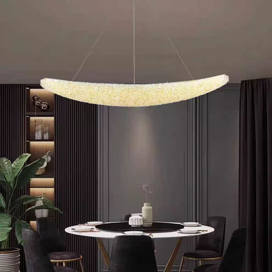 Nowoczesny żyrandol z kryształem, RITMICA Largo, 40W, długość 80 cm, złoty, regulowana wysokość