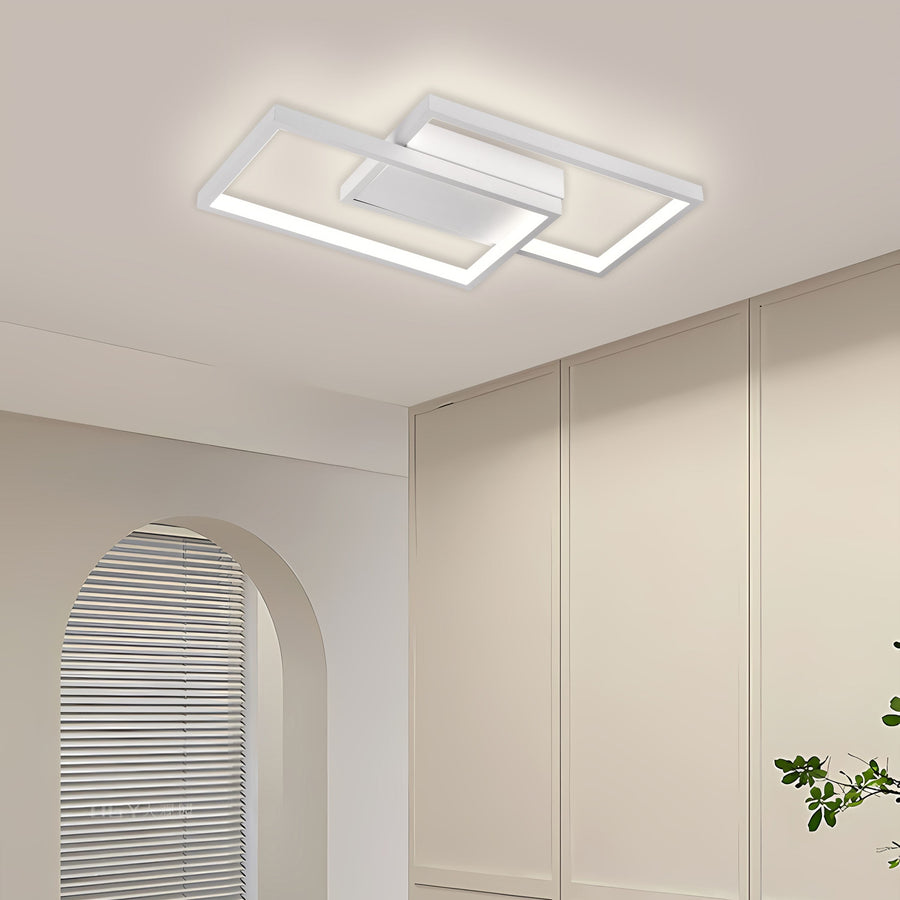 Żyrandol LED z pilotem LANDYN 62W, 2 kwadraty, światło zimne/ciepłe/neutralne, ściemnialny, biały