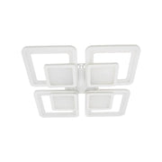 Żyrandol LED SUSAN 77W z pilotem, 4 kwadraty, światło zimne/ciepłe/neutralne, ściemnialny, biały