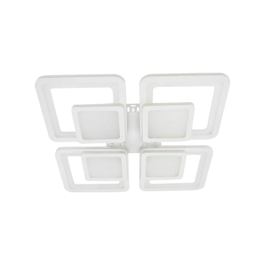 Żyrandol LED SUSAN 77W z pilotem, 4 kwadraty, światło zimne/ciepłe/neutralne, ściemnialny, biały