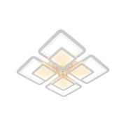 Żyrandol LED SUSAN 77W z pilotem, 4 kwadraty, światło zimne/ciepłe/neutralne, ściemnialny, biały