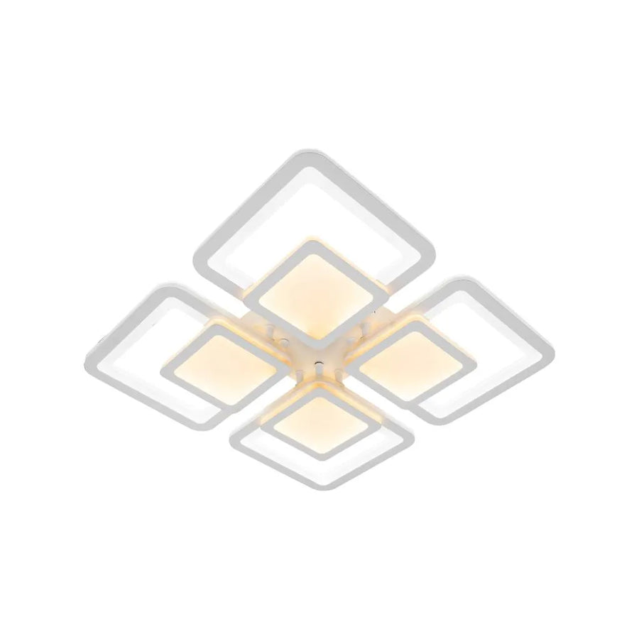 Żyrandol LED SUSAN 77W z pilotem, 4 kwadraty, światło zimne/ciepłe/neutralne, ściemnialny, biały