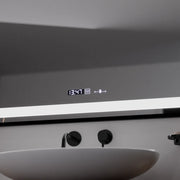 Prostokątne lustro LED, 100x65cm, Verite Majeste Noir Motion Glow Marcello, system przeciwmgielny, zegar i termometr, ściemnialne