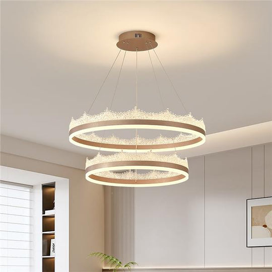 Zawieszany żyrandol LED z pilotem NIVALIS 126W, Okręgi 60x80cm, Światło zimne/ciepłe/Neutralne, Możliwość przyciemniania, Regulowana wysokość, Złote żyrandole LED z pilotem Domyślny tytuł Alessandro Design