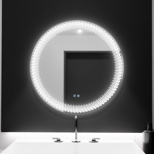 Okrągłe lustro LED 60 cm, Stellaire Touch, system przeciwmgielny, ściemnialne