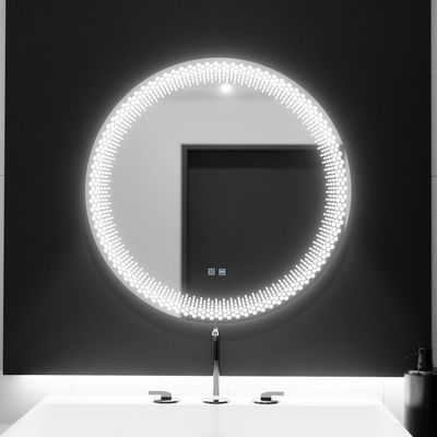 Okrągłe lustro LED 60 cm, Stellaire Touch, system przeciwmgielny, ściemnialne