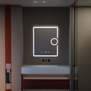 Lustro LED prostokątne 75x90cm Eclat MotionGlow Marcello System przeciwmgielny Zegar i termometr Ściemnialna lupa kosmetyczna