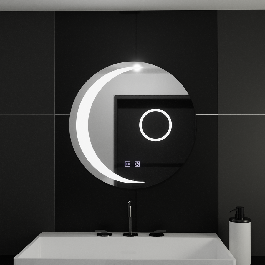 Okrągłe lustro LED, 70 cm, Orbis Touch, system przeciwmgielny, ściemnialne