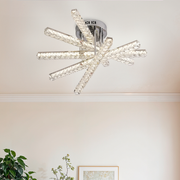 Żyrandol LED z pilotem LUELLA 64W, 5 elementów, liniowy, światło zimne/ciepłe/neutralne, ściemnialny, srebrny
