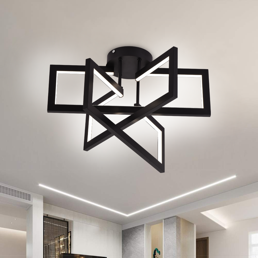Żyrandol LED z pilotem 73W, 3 elementy, światło zimne/ciepłe/neutralne, możliwość przyciemniania, czarny, LT750/3BK