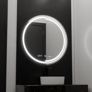 Okrągłe lustro LED 60 cm Czujnik ruchu Glow Consuel Marcello System przeciwmgielny Zegar i termometr Ściemnialny