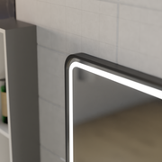 Ulrich Touch LED Mirror Defog System, zegar i temperatura 60x80 cm szczotkowana czarna rama lupa kosmetyczna