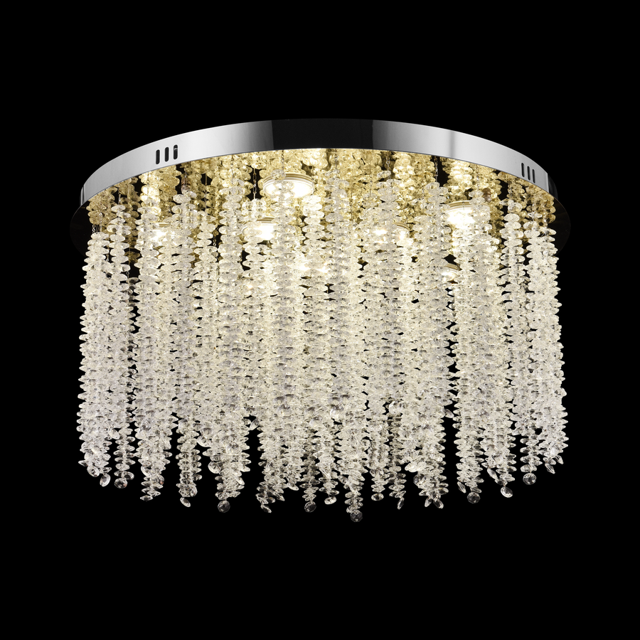 Kryształowy żyrandol LED LLC215/400WH okrągły, 22W, światło zimne/ciepłe/neutralne, kryształ, złoty