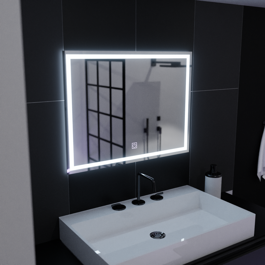 Lustro prostokątne LED, 80x60cm, RAMA Basic Touch