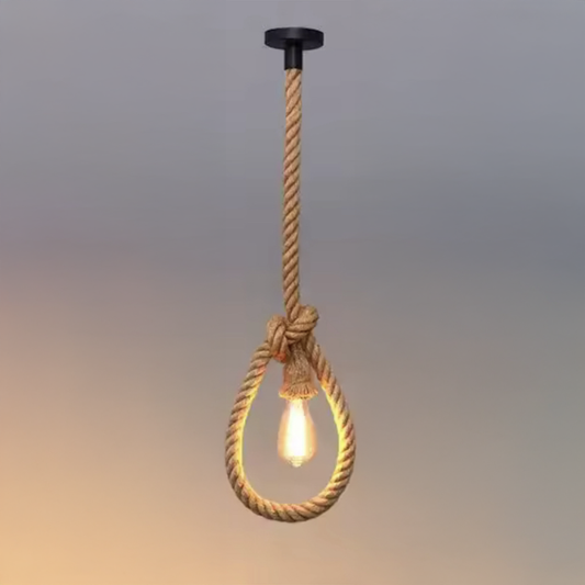 Żyrandol Corda Vintage, 1xE27, rustykalny, sznurek i metal, 130cm, czarna podpora