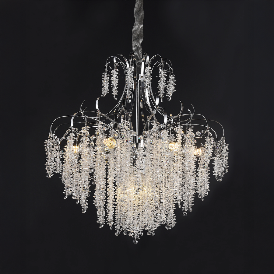 Żyrandol kryształowy Fiamma, 6x E14, średnica 45 cm, złoty
