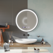 Lustro Otto Touch LED z systemem przeciwmgielnym, zegarem i temperaturą 80 cm, szczotkowana czarna rama