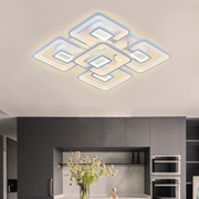 Żyrandol LED FELIX 107W z pilotem, 5 kwadratów, światło zimne/ciepłe/neutralne, ściemnialny, biały