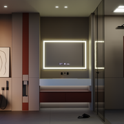 Lustro LED prostokątne 120x80cm Vérité MotionGlow Marcello, system przeciwmgielny, termometr i zegar, ściemnialne