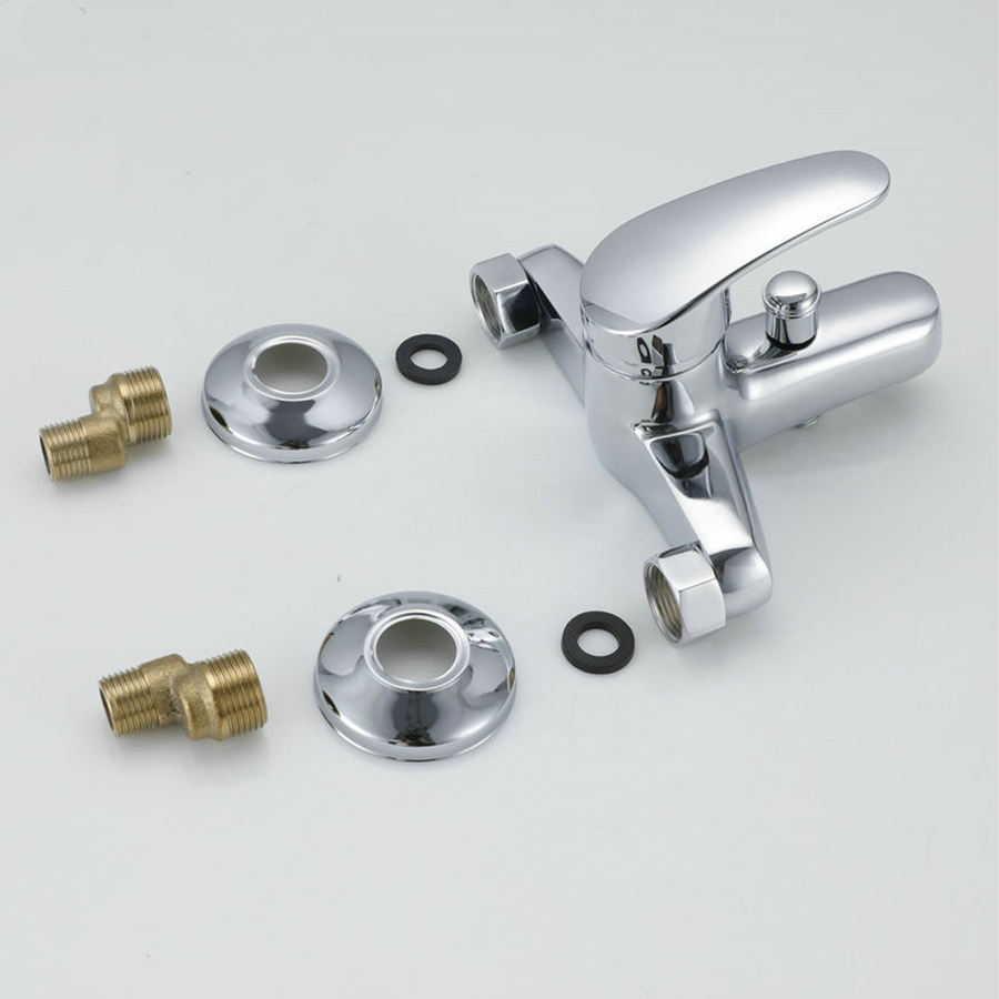 Bateria wannowa, słuchawka prysznicowa i wąż w zestawie, stop, głowica ceramiczna, chrom, CD001