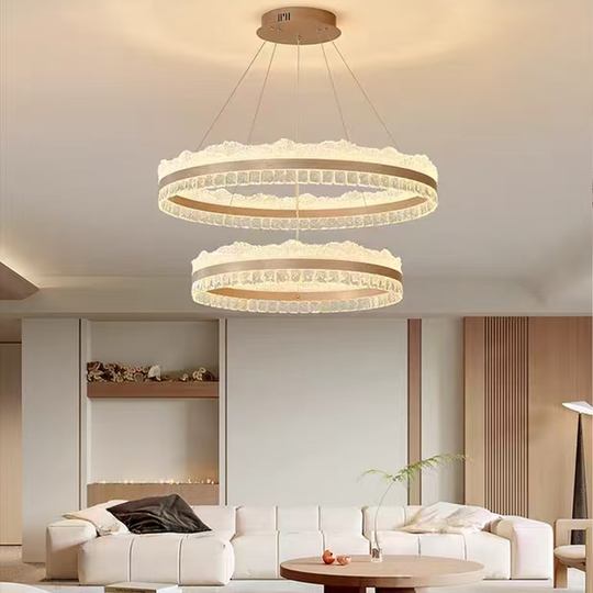 Zawieszany żyrandol LED z pilotem NIVALIS, 126 W, światło zimne/ciepłe/neutralne, możliwość przyciemniania, regulowana wysokość, złote żyrandole LED z pilotem Domyślny tytuł Alessandro Design
