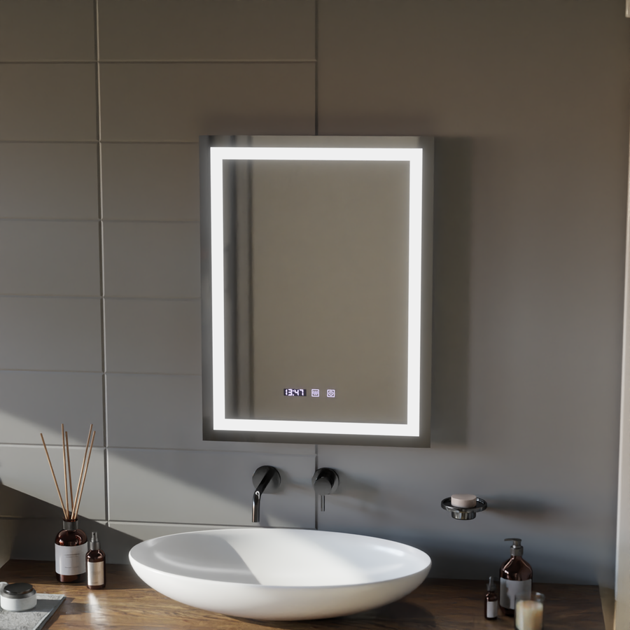 MODENA LED Touch Mirror System odmgławiania, zegara i temperatury 60x80 cm