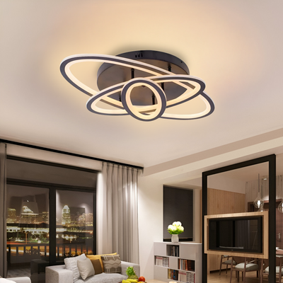 Żyrandol LED z pilotem TIANA 83W, 3 elipsy, światło zimne/ciepłe/neutralne, możliwość ściemniania, czarny