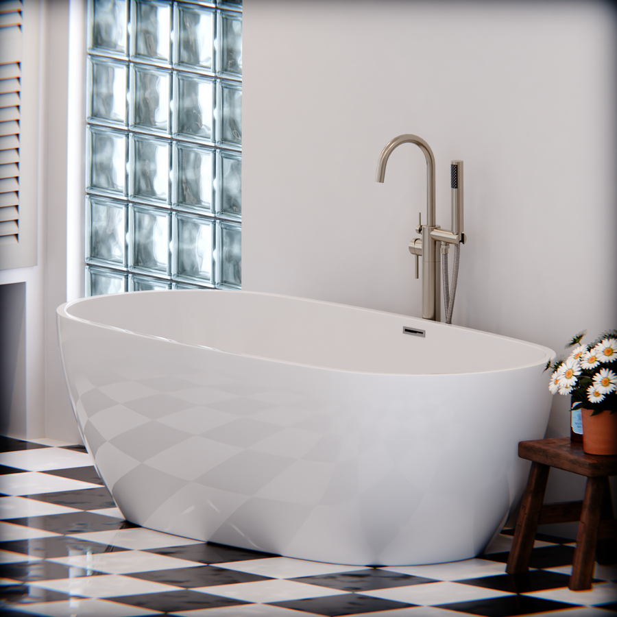 Wanna wolnostojąca, półowalna, akrylowa, biała, 150×72×60 cm