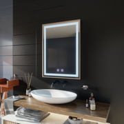 Lustro Kariri Touch LED, 60x80 cm, funkcja Defro, rama w kolorze różowego złota szczotkowanego