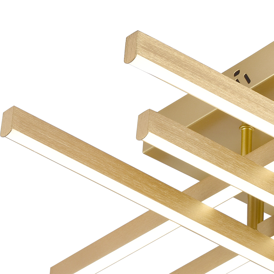 Żyrandol LED z Pilotem LINEX, 83W, Światło 3000K/4000K/6000K, Możliwość Przyciemniania, Złoty