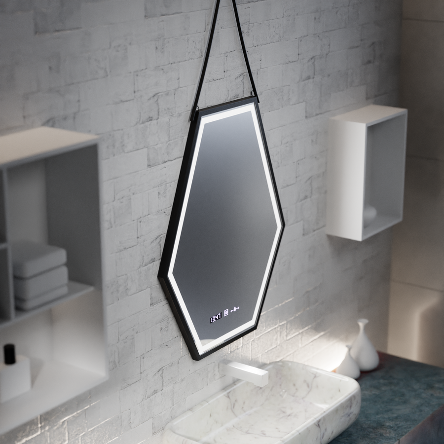 Prostokątne lustro LED, 160x80 cm, czujnik Motionglow Marcello, system wyłączający, zegar i termometr, powiększenie kosmetyczne