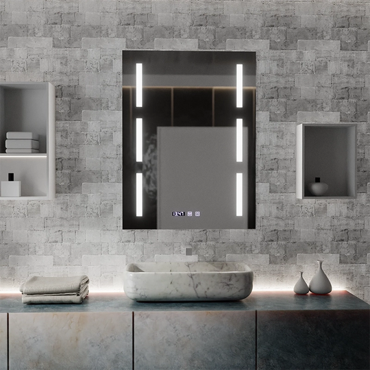 Lustro LED Touch Erich S86/60X80 System odmgławiania, zegar i temperatura 60x80 cm