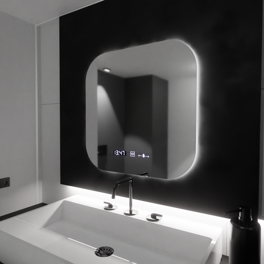 LUD LED prostokątna 60x60 Aura Riflesso Puro Motionglow Marcello, System wyłączający, termometr i zegar