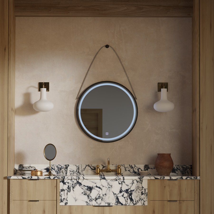 Okrągłe lusterko LED, 60 cm, podstawowy dotyk