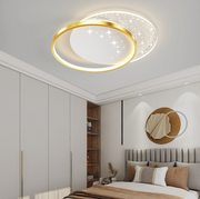 LED żyrandol z pilotem Lunaro 110W, 2 kół, zimno/gorące/neutralne światło, niestabilne, białe złoto