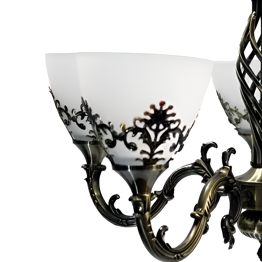 Żyrandol rustykalny COTTAGE, 5*E27, antyczny brąz, metal i szkło