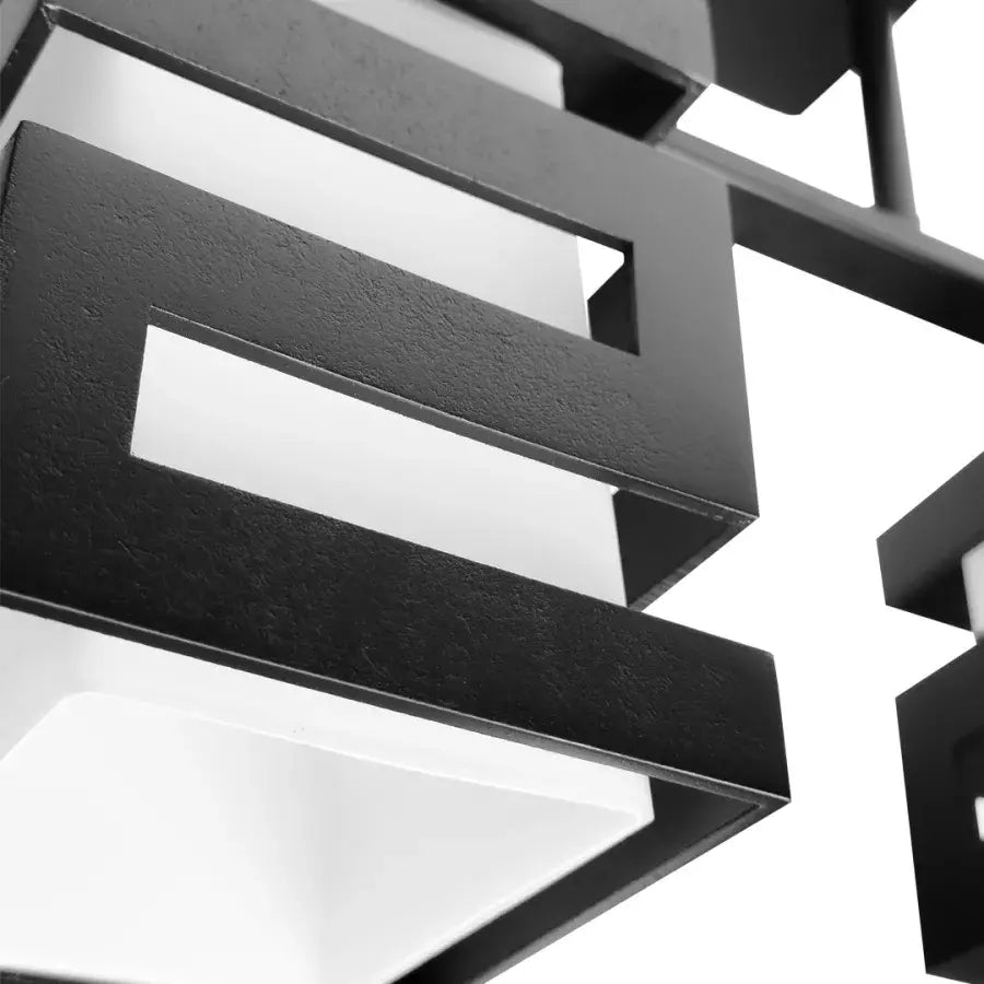 VANJA Żyrandol Drewniany z Kloszem Kwadratowym 2 X Gniazdo E27 Czarny Biały