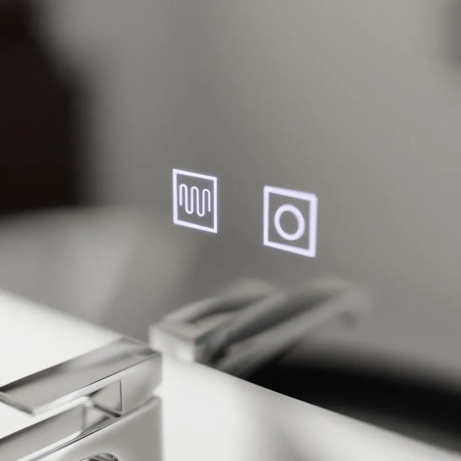 Prostokątne lustro LED, 80x60 cm, Piano Touch, system przeciwmgielny, ściemnialne