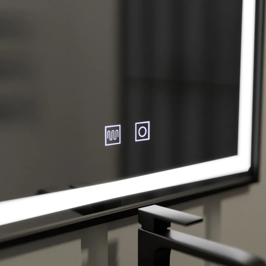 Lustro prostokątne LED 60x90cm Edge LUMINOUS Touch Defog System, czarna rama