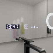 Prostokątne lustro LED, 100 x 80 cm, Precision MotionGlow Marcello, system przeciwmgielny, zegar i termometr, lupa kosmetyczna, ściemnialna