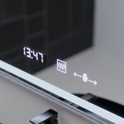 Prostokątne lustro LED, 60x80 cm, Verite Imperial Silver Motion Glow Marcello, system przeciwmgielny, zegar i termometr, ściemnialne