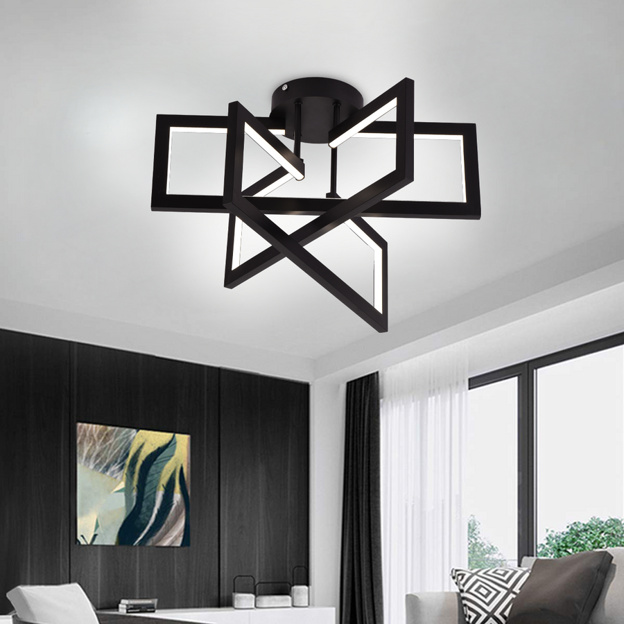 Żyrandol LED z pilotem 73W, 3 elementy, światło zimne/ciepłe/neutralne, możliwość przyciemniania, czarny, LT750/3BK