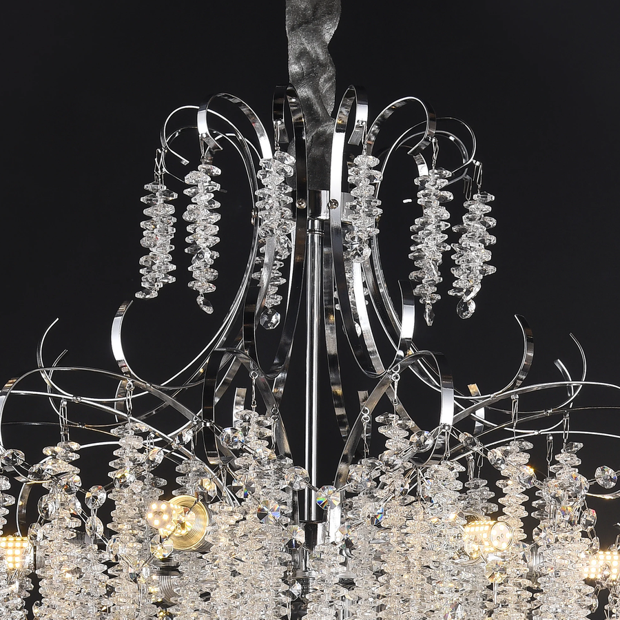 Żyrandol kryształowy Fiamma, 6x E14, średnica 45 cm, złoty