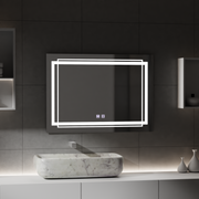 Prostokątne lustro LED, 50x70cm, Koven Touch, system przeciwmgielny, ściemnialne