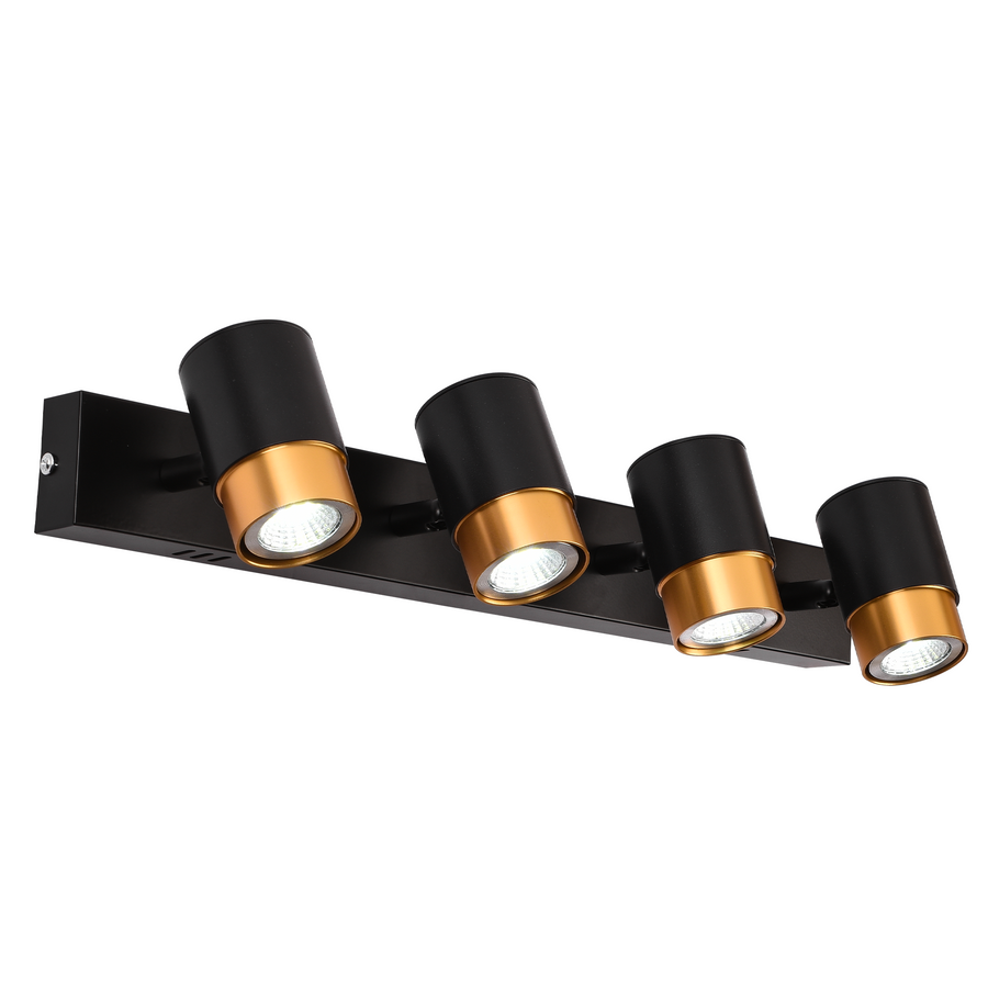 Reflektor LED z 4 żarówkami GU10, 3000K/4000K/6000K, kolor złoty, metal i akryl