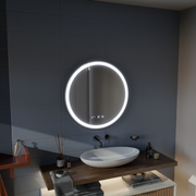 Lustro LED Hans Touch z systemem przeciwmgielnym, zegarem i temperaturą 60 cm, szczotkowana czarna rama