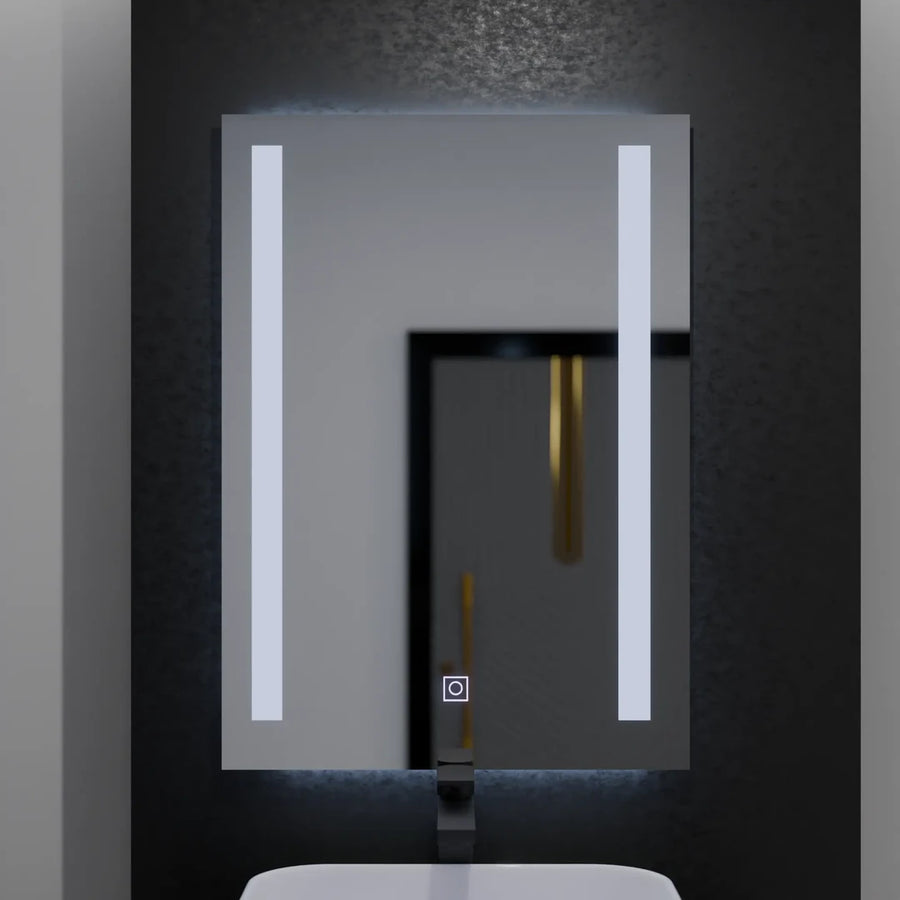 Prostokątne lustro LED, 50x70cm, podwójne światło Basic Touch